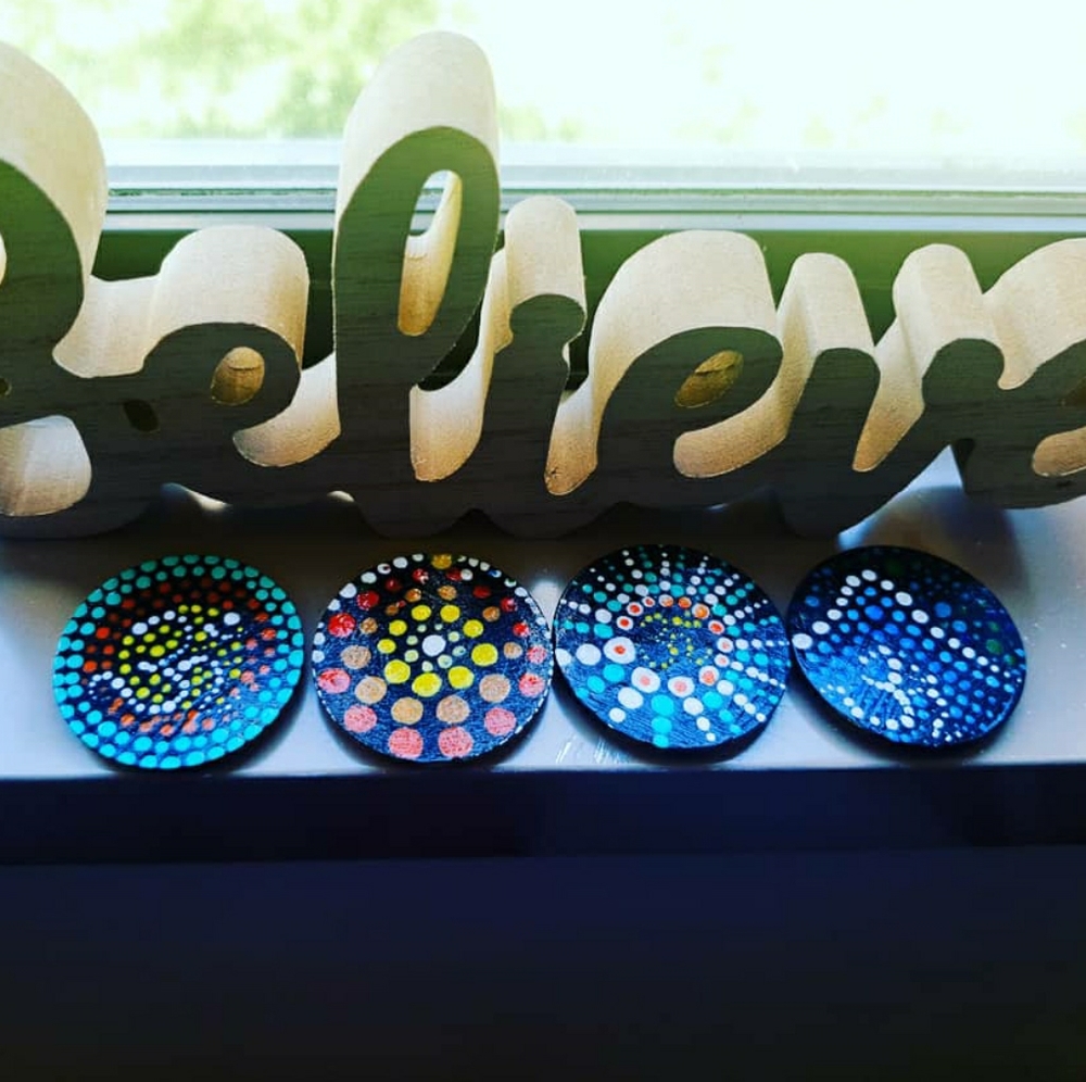 Hand Painted Mandala art refrigerator magnets